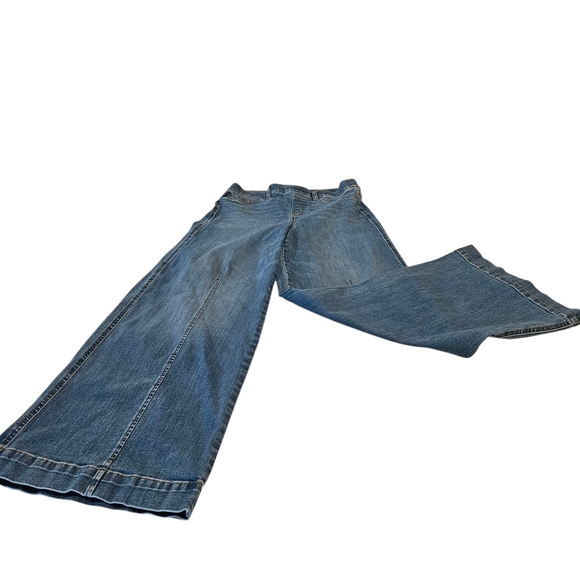 Spanx Seamed Front Wide Leg Retro 1970s style, Vintage Indigo Wash Pull On, L - Picture 6 of 13